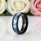 Men's Tungsten Wedding Band with Steampunk Inlay-Black Diamonds New York