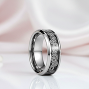 Men's Tungsten Wedding Band with Steampunk Wheel Inlay-Black Diamonds New York