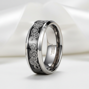 Men's Tungsten Wedding Band with Steampunk Wheel Inlay-Black Diamonds New York