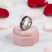 Men's Tungsten Wedding Band with Woven Pattern Inlay-Black Diamonds New York