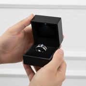 Men's Tungsten Wedding Band with Woven Pattern Inlay-Black Diamonds New York