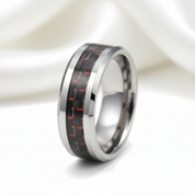 Men's Tungsten Wedding Band with Woven Pattern Inlay-Black Diamonds New York