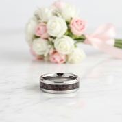 Men's Tungsten Wedding Band with Woven Pattern Inlay-Black Diamonds New York