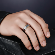 Men's Wedding Band 8mm Tungsten Carbide Gold and Gray-Black Diamonds New York