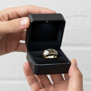 Men's Wedding Band 8mm Tungsten Carbide Gold and Gray-Black Diamonds New York
