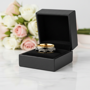 Men's Wedding Band 8mm Tungsten Carbide Gold and Gray-Black Diamonds New York