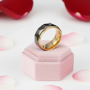 Men's Wedding Band 8mm Tungsten Carbide Gold and Gray-Black Diamonds New York