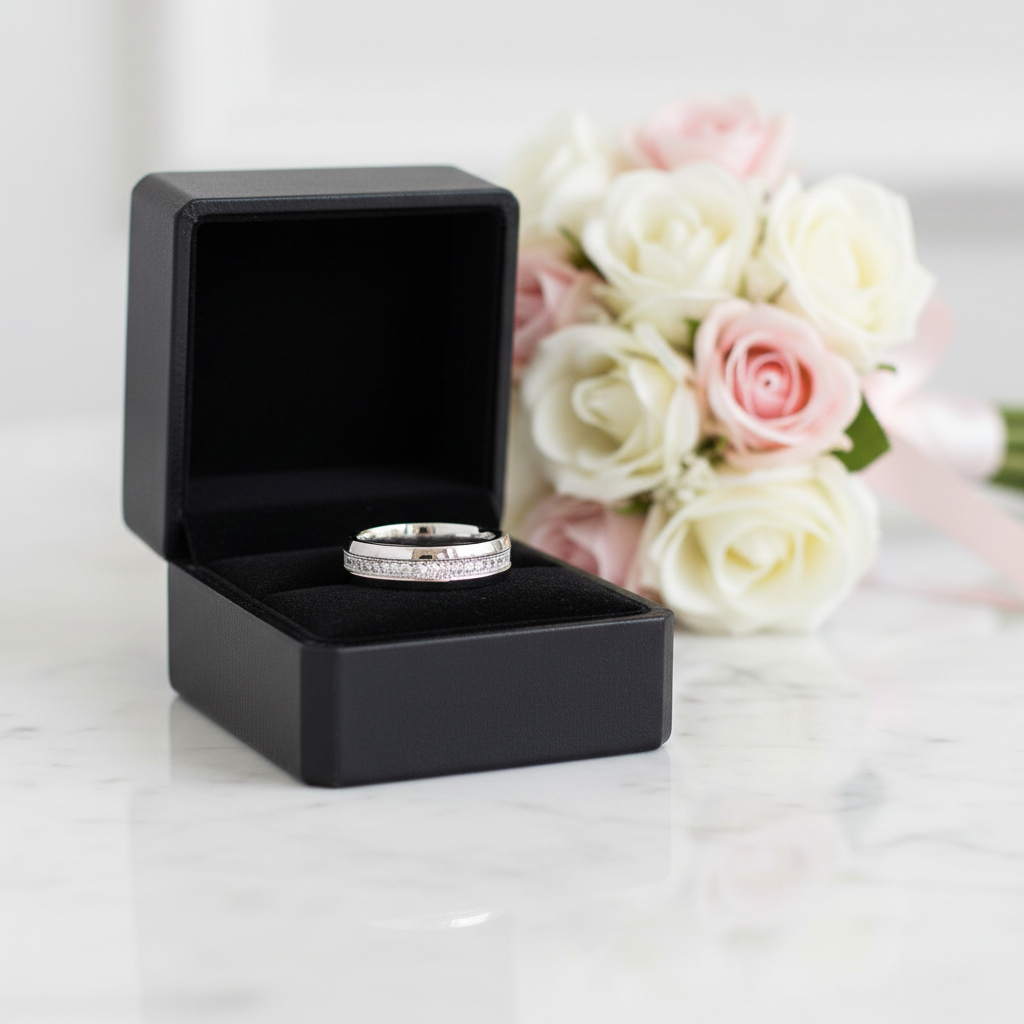 Men's Wedding Band Full-Eternity Diamond Option Ring-Black Diamonds New York