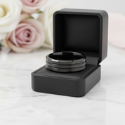 Men's Wedding Band Matte Black Tungsten Carbide-Black Diamonds New York