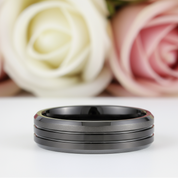 Men's Wedding Band Matte Black Tungsten Carbide-Black Diamonds New York