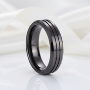 Men's Wedding Band Matte Black Tungsten Carbide-Black Diamonds New York