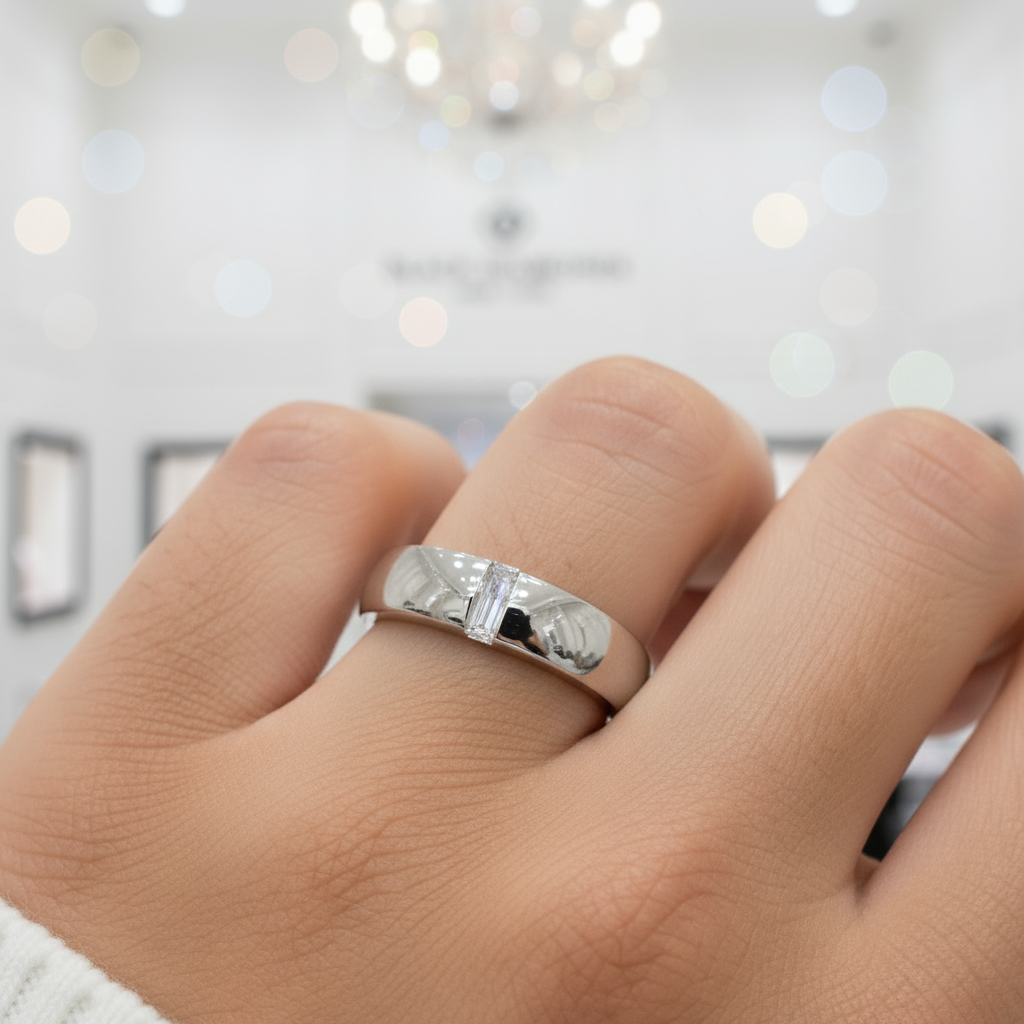Emerald Cut Diamond Option Men's Wedding Band Ring-Black Diamonds New York