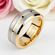 Men's Wedding Band Tungsten Carbide 8mm Golden Gray-Black Diamonds New York