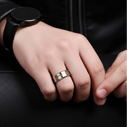 Men's Wedding Band Tungsten Carbide 8mm Golden Gray-Black Diamonds New York