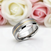 Men's Wedding Band Tungsten Carbide Yellow Line-Black Diamonds New York