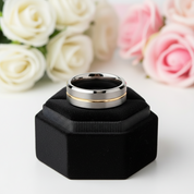 Men's Wedding Band Tungsten Carbide Yellow Line-Black Diamonds New York