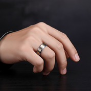 Men's Wedding Band Tungsten Carbide Yellow Line-Black Diamonds New York