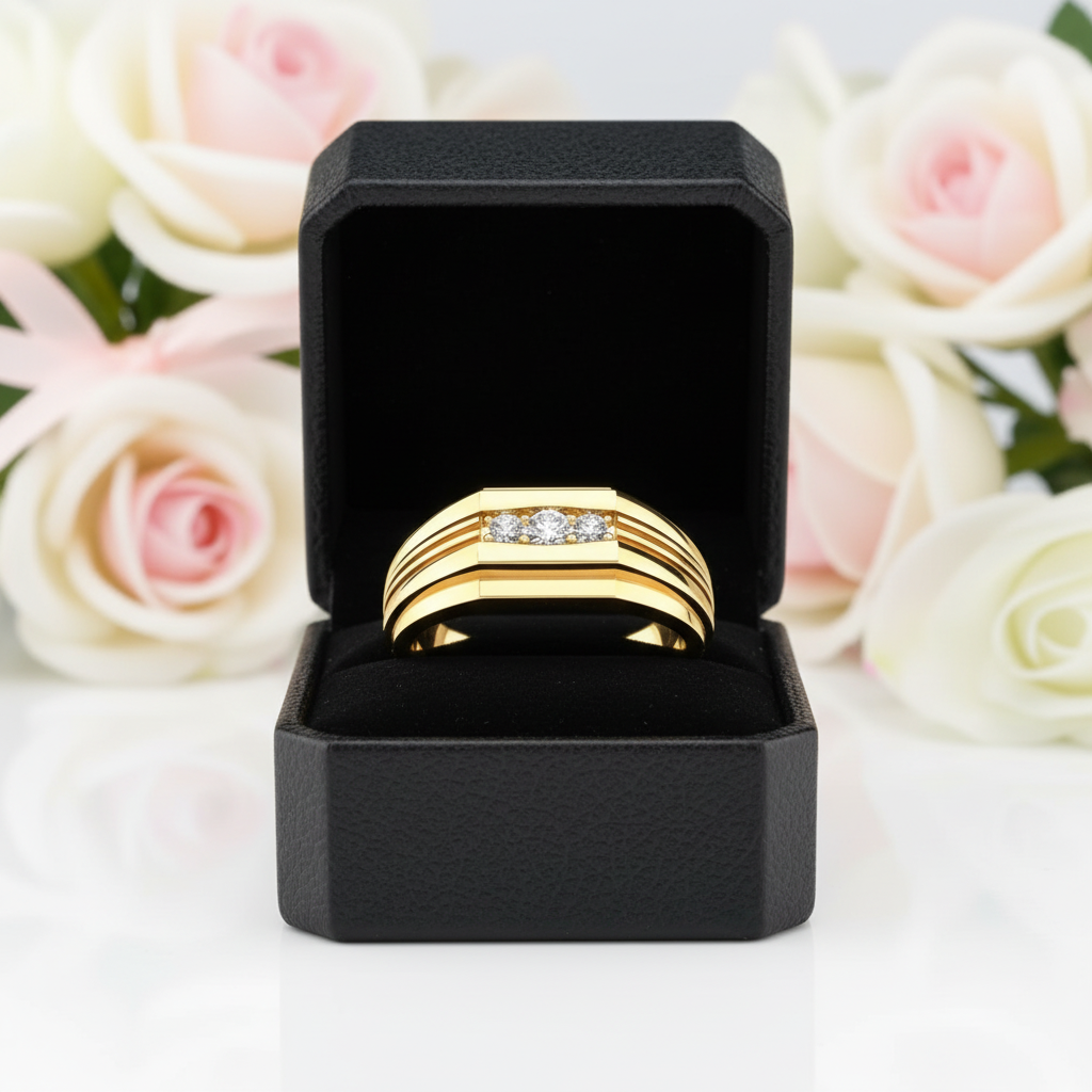 Men's Wedding Band With Created Sapphire-Black Diamonds New York