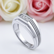 Men's Wedding Band With Created Sapphire-Black Diamonds New York