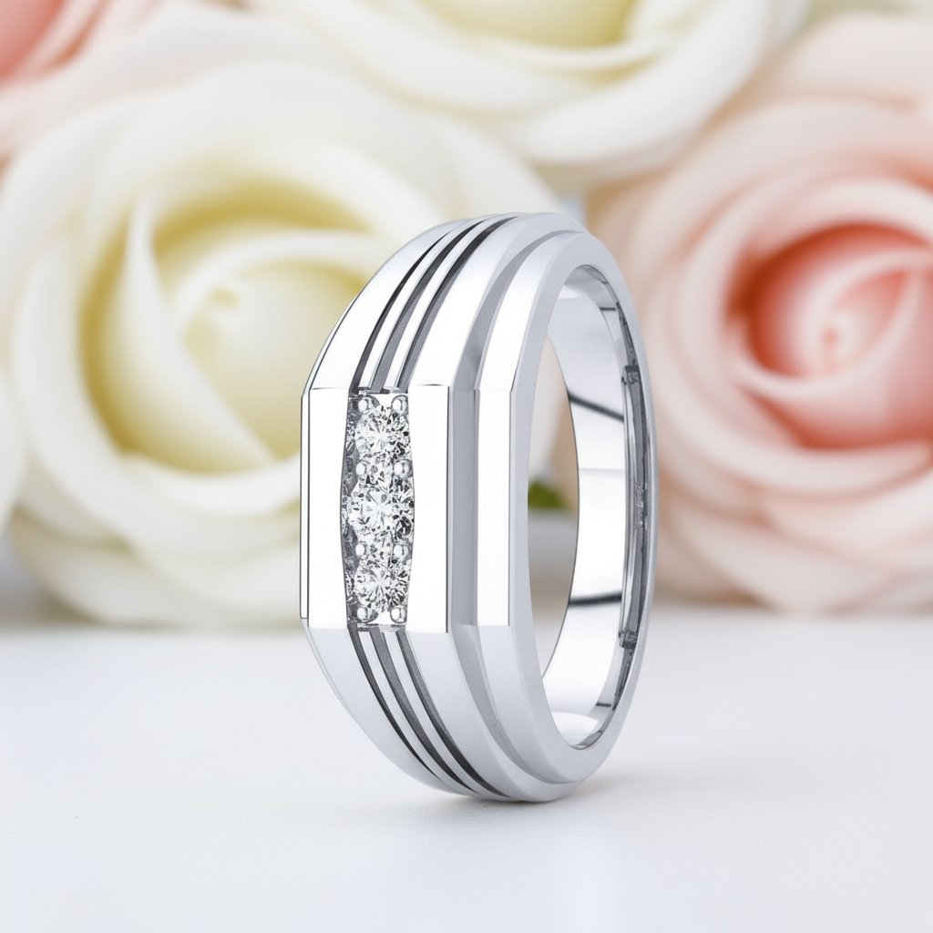 Men's Wedding Band With Created Sapphire-Black Diamonds New York