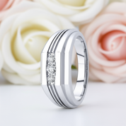 Men's Wedding Band With Created Sapphire-Black Diamonds New York