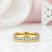 Men's Yellow Gold Titanium with Diamond Wedding Band-Black Diamonds New York