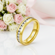 Men's Yellow Gold Titanium with Diamond Wedding Band-Black Diamonds New York
