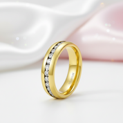 Men's Yellow Gold Titanium with Diamond Wedding Band-Black Diamonds New York