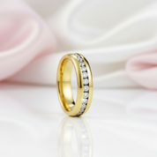 Men's Yellow Gold Titanium with Diamond Wedding Band-Black Diamonds New York