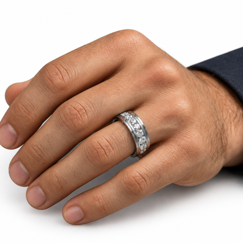 Brilliant Round Cut Diamond Option Men's Ring Band-Black Diamonds New York