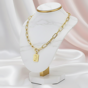 Miami Cross Square Rolo Box Chain Choker Necklace-Black Diamonds New York