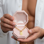 Miami Cross Square Rolo Box Chain Choker Necklace-Black Diamonds New York