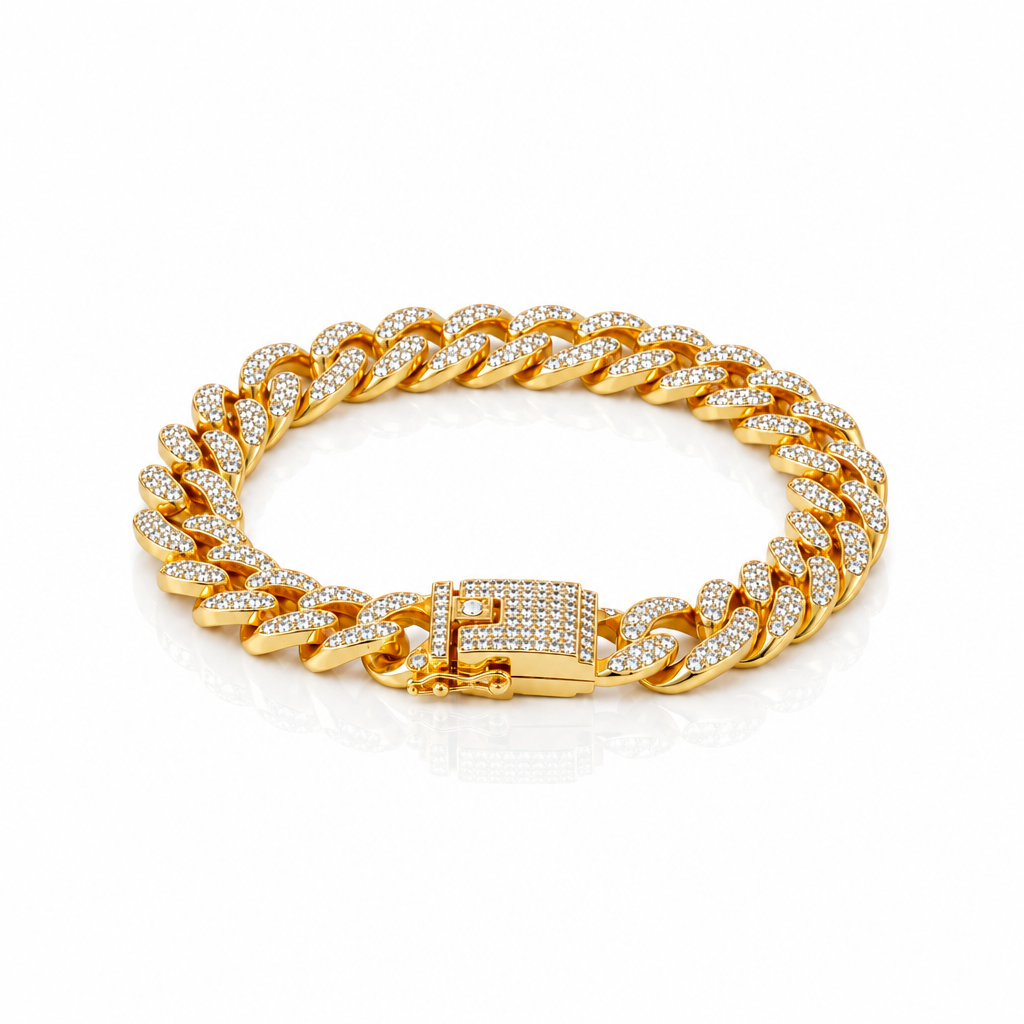 Cuban Bling Iced Out Bracelet With Butterfly-Black Diamonds New York