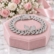 Cuban Bling Iced Out Bracelet With Butterfly-Black Diamonds New York