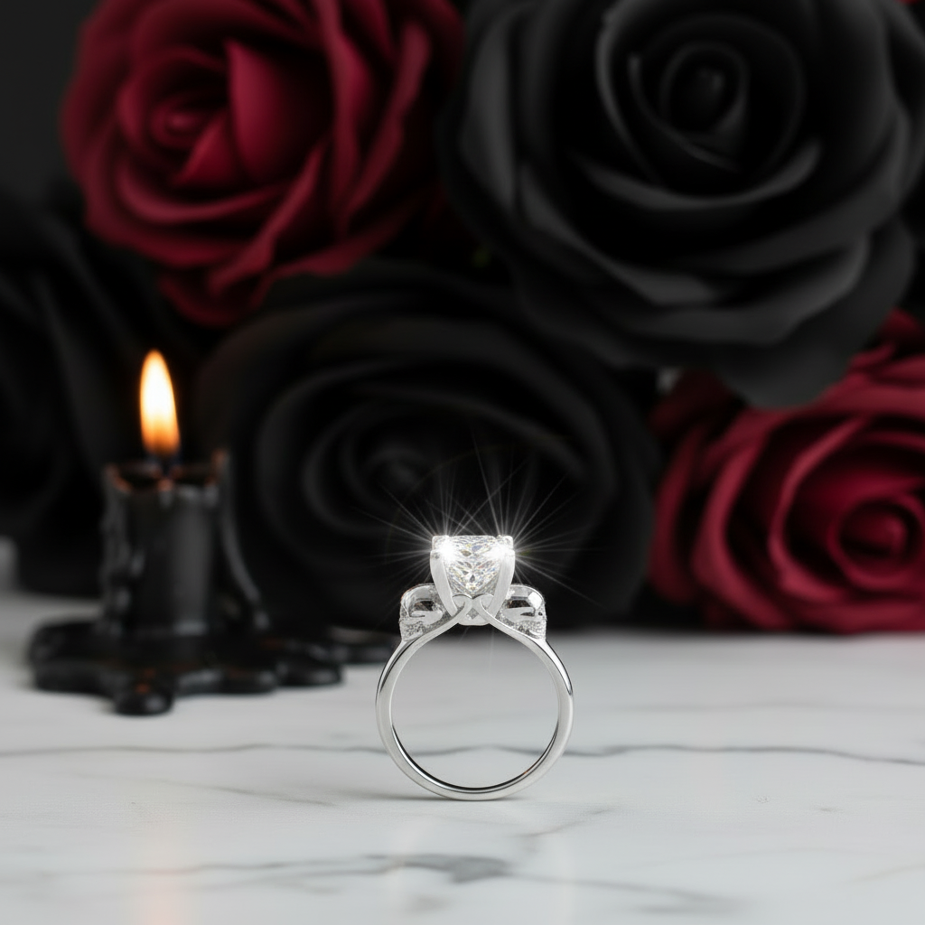 Micro-inlaid Diamond Option Rose Gold Skull Ring-Black Diamonds New York