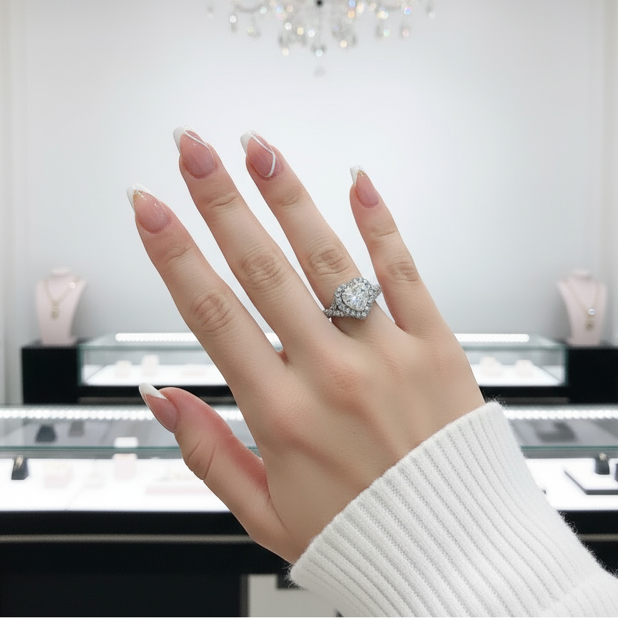 Milgrain Twist Halo Heart Cut Engagement Ring-Black Diamonds New York