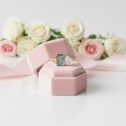 Milky Blue Moonstone Moss Agate Engagement Ring