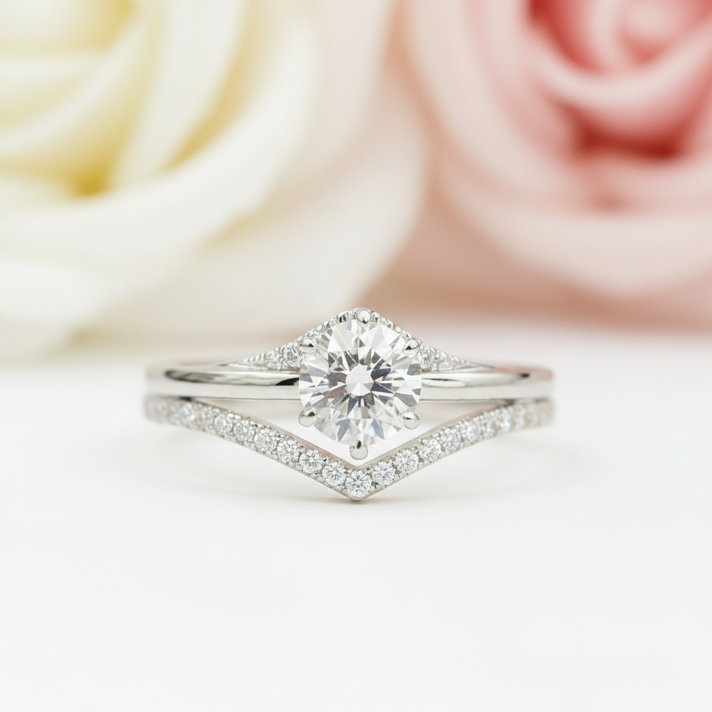 Minimalist 18k Round Cut Diamond Wedding Ring Set-Black Diamonds New York