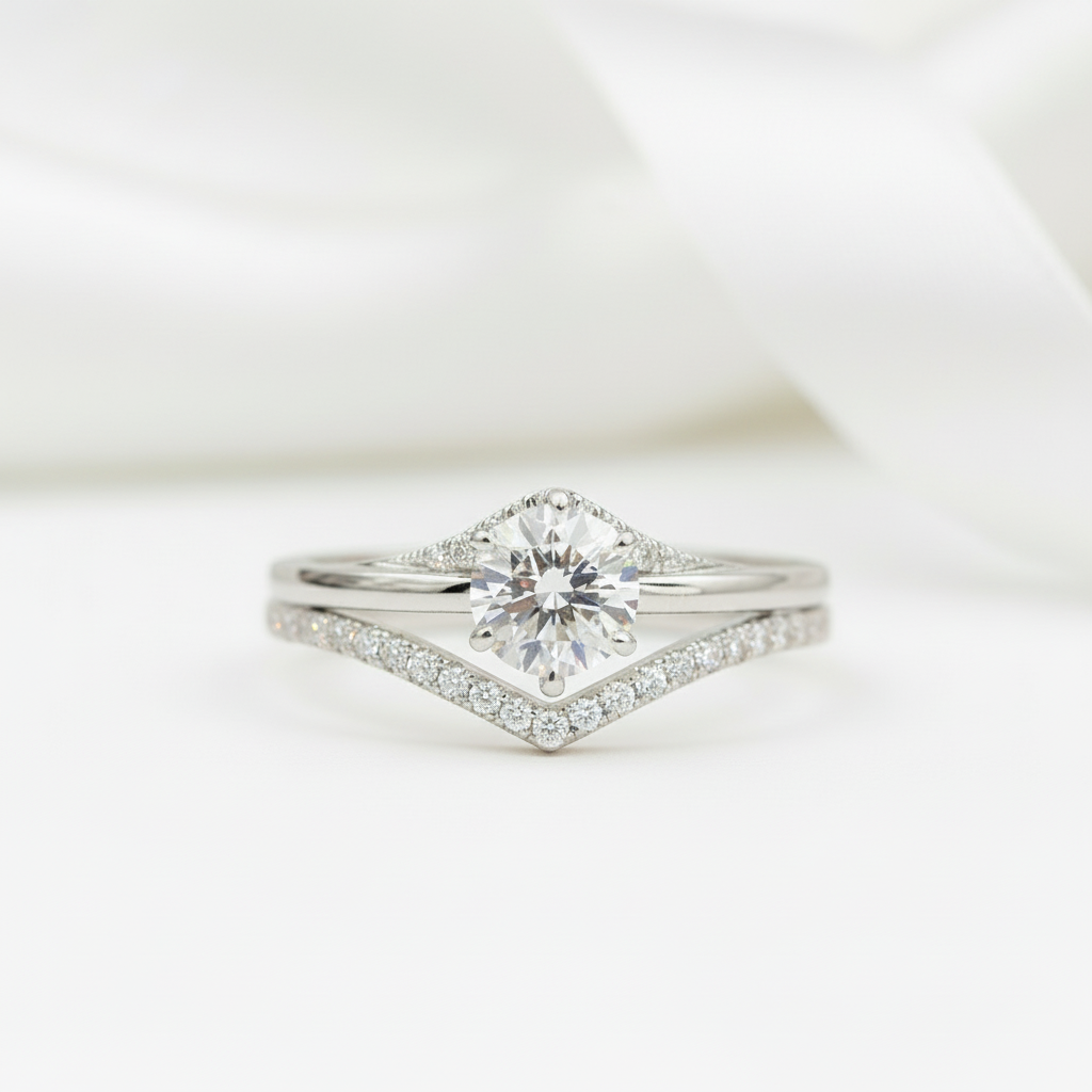 Minimalist 18k Round Cut Diamond Wedding Ring Set-Black Diamonds New York