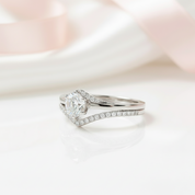 Minimalist 18k Round Cut Diamond Wedding Ring Set-Black Diamonds New York