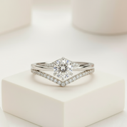 Minimalist 18k Round Cut Diamond Wedding Ring Set-Black Diamonds New York