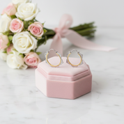 Minimalist Lotus Flower Hoop Earrings-Black Diamonds New York