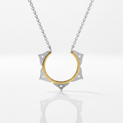Minimalist Lotus Flower Necklace-Black Diamonds New York