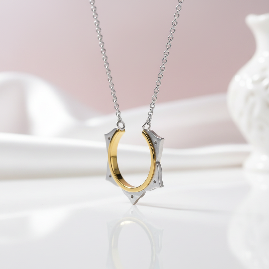 Minimalist Lotus Flower Necklace-Black Diamonds New York