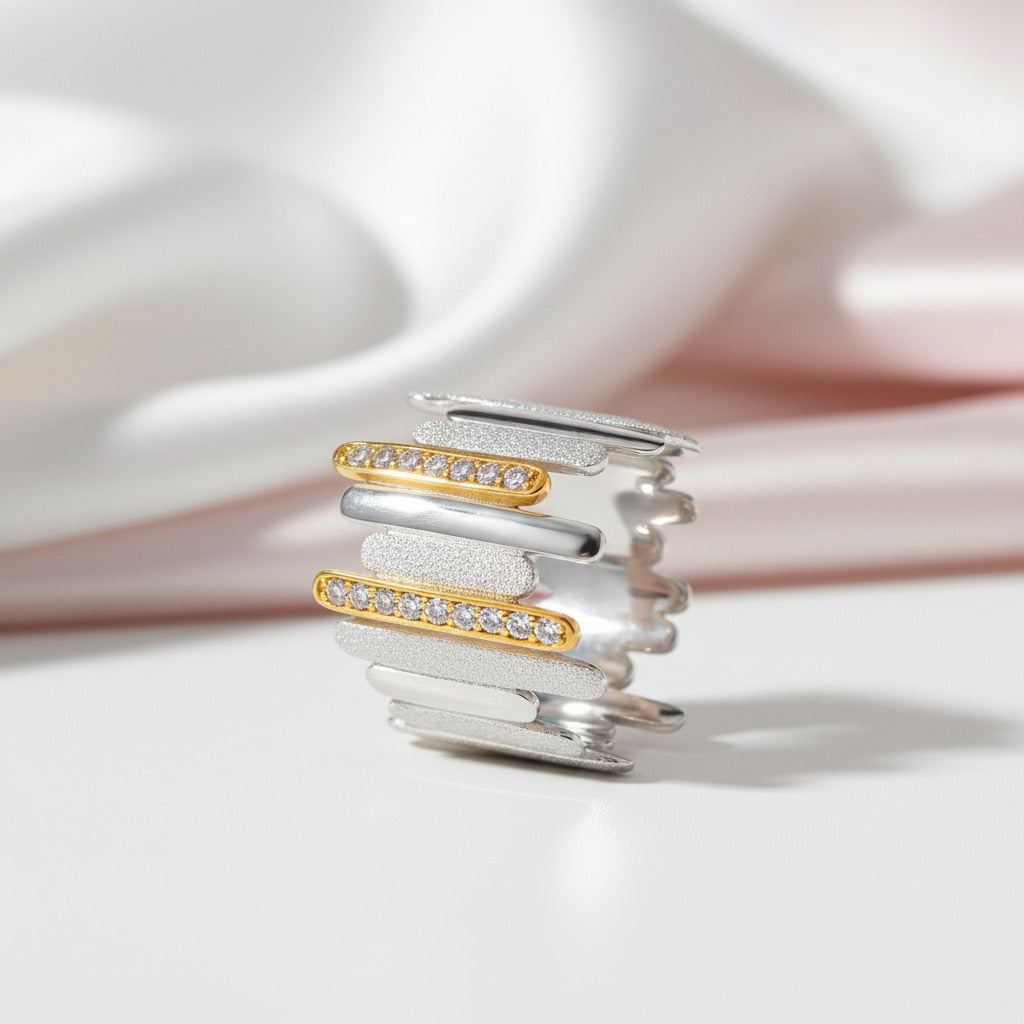 Minimalist Option Parallel Lines Ring-Black Diamonds New York