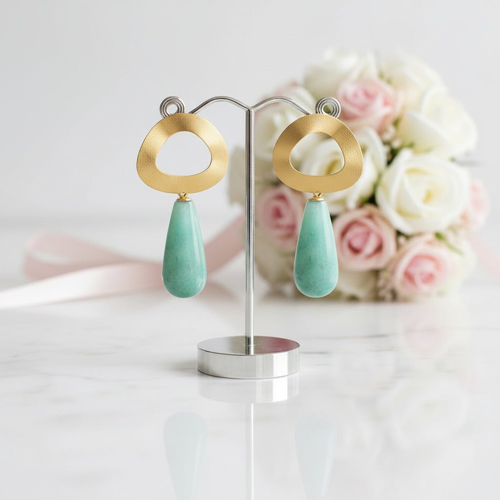 Minimalist Uneven Geometric Shape Dangle Earrings-Black Diamonds New York
