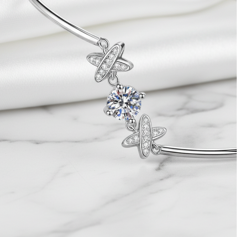 Diamond Option Cute Cross Letter Bracelet-Black Diamonds New York