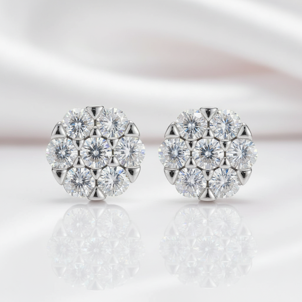 Diamond D Color Round Earrings-Black Diamonds New York