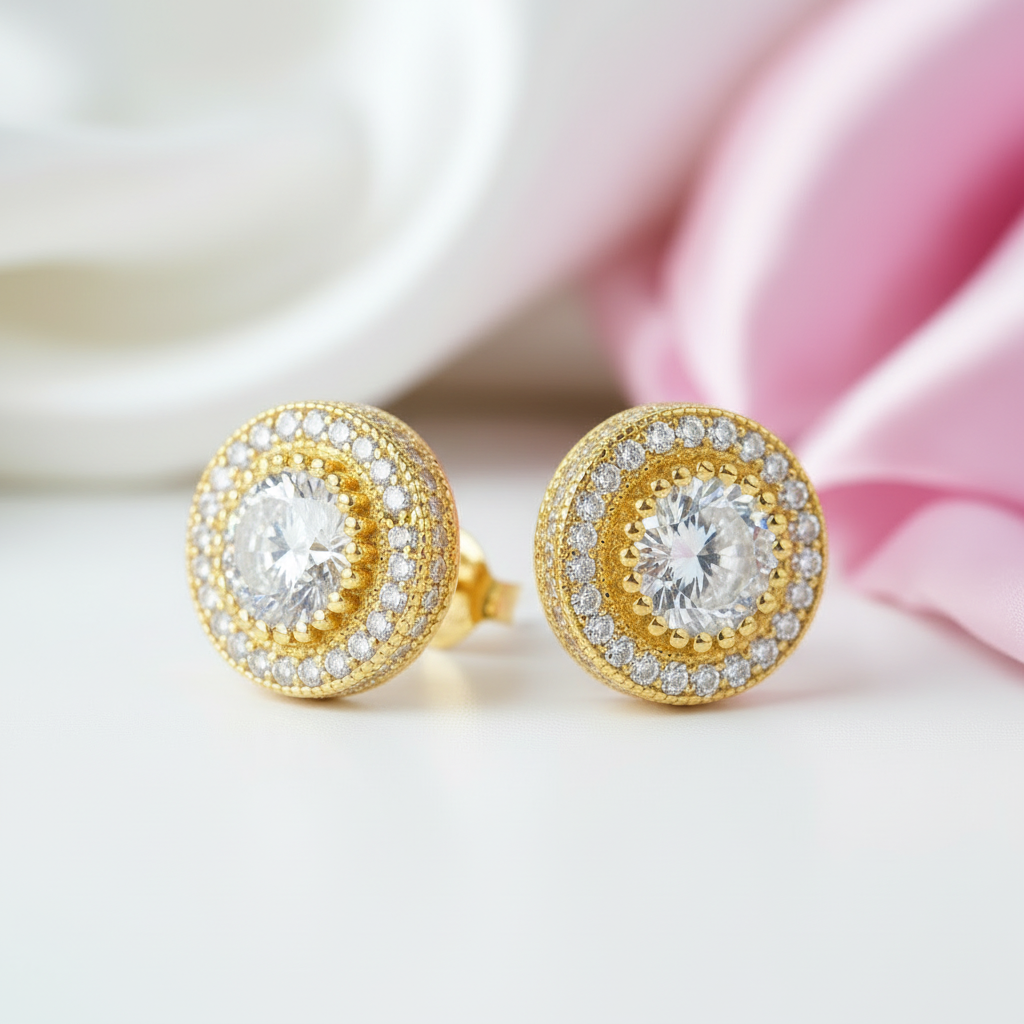 Round Cut Halo Diamond Option Earrings-Black Diamonds New York