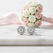 Round Cut Halo Diamond Earrings-Black Diamonds New York